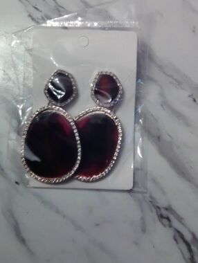 Tortoiseshell Drop Dangle Earrings with Rhinestone Trim